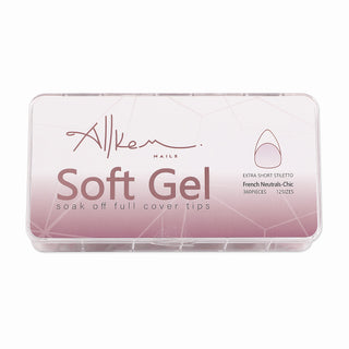 Allkem Soft Gel Nail Tips - French Extra Short Stiletto Neutrals - Chic | 360 Pcs 12 Sizes Short Full Cover Nail Kit