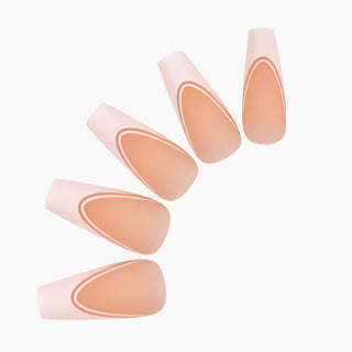 Allkem Soft Gel Nail Tips - Double French Medium Long Ballerina Neutrals - Bold | 240 Pcs 12 Sizes Long Full Cover Nails