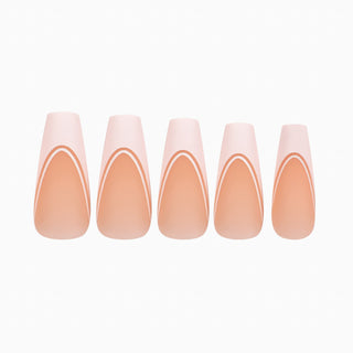 Allkem Soft Gel Nail Tips - Double French Medium Long Ballerina Neutrals - Bold | 240 Pcs 12 Sizes Long Full Cover Nails