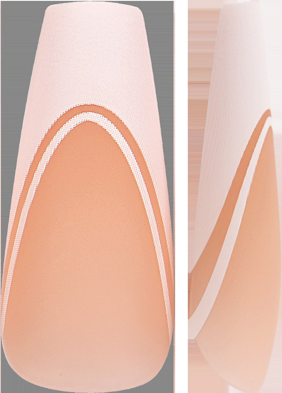Allkem Soft Gel Nail Tips - Double French Medium Long Ballerina Neutrals - Bold | 240 Pcs 12 Sizes Long Full Cover Nails