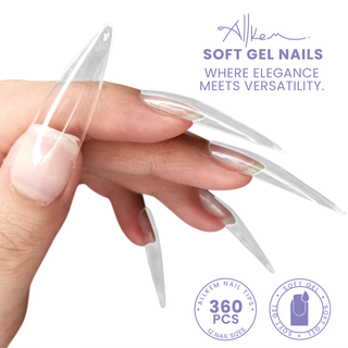 Allkem XXL Stiletto 360 Pcs | Clear Soft Gel Nails