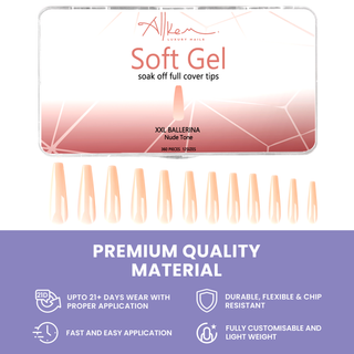 Allkem XXL Ballerina 360 Pcs | Nude Tone Soft Gel Nails