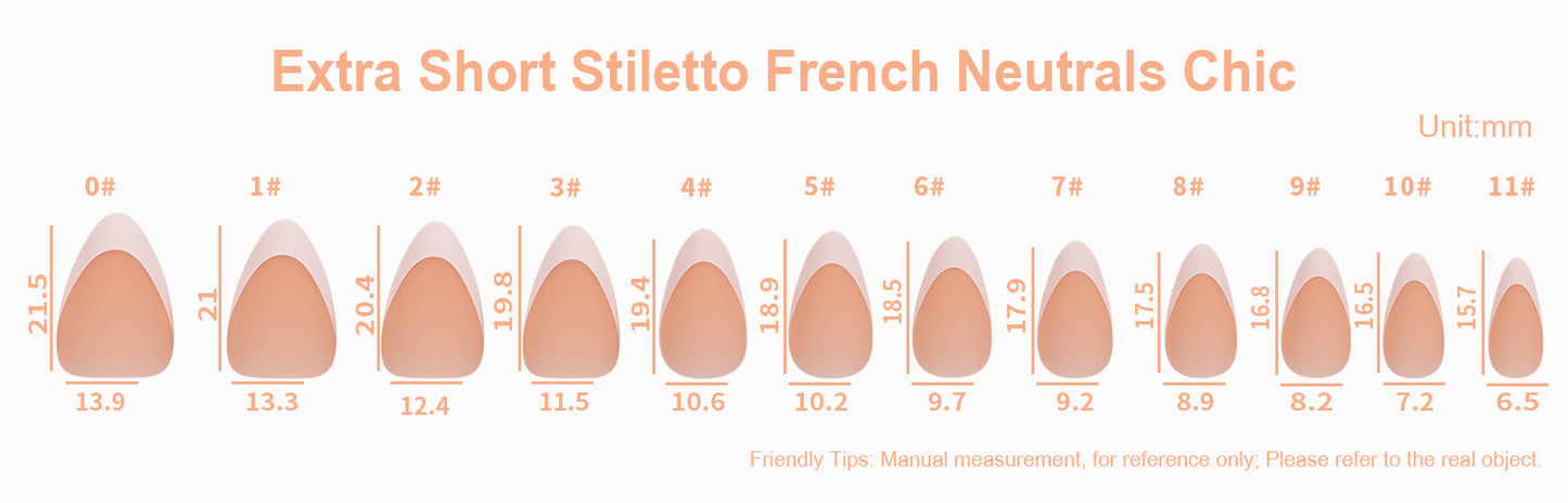 Allkem French Extra Short Stiletto 360 Pcs | Neutrals - Bold Soft Gel Nail Tips | 12 Sizes Short Full Cover Nail Kit…