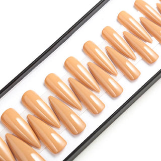 Caramel Extra Long Sculpted Stiletto False Press on Nail Tips - AllKem Nails