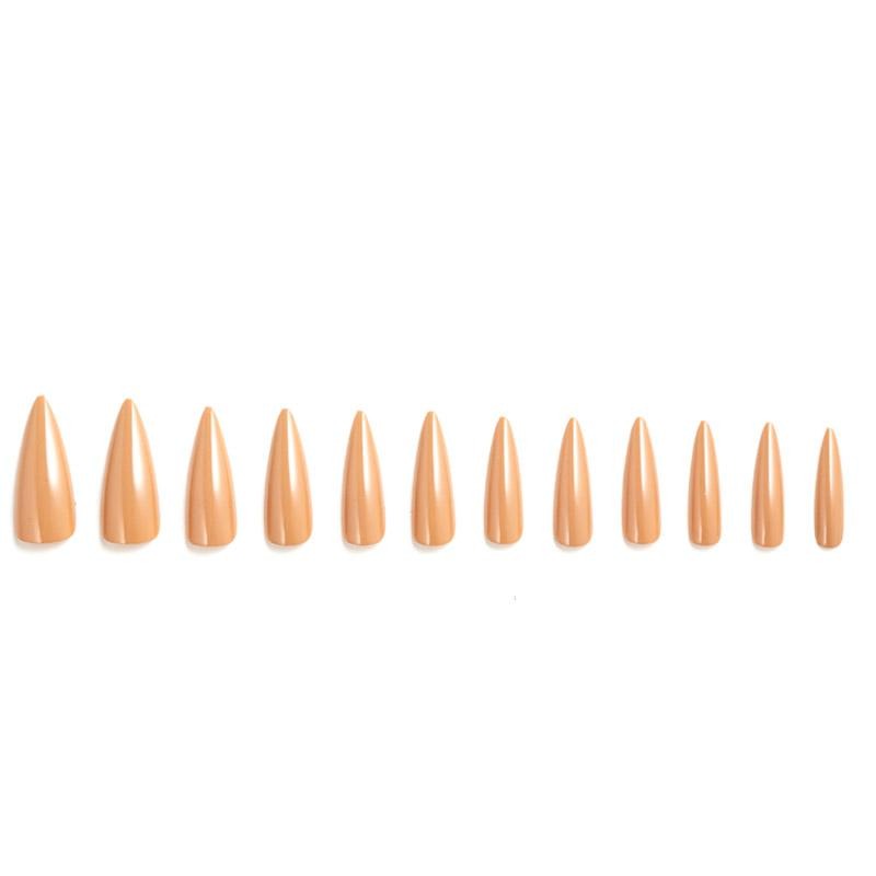 Caramel Extra Long Sculpted Stiletto False Press on Nail Tips - AllKem Nails