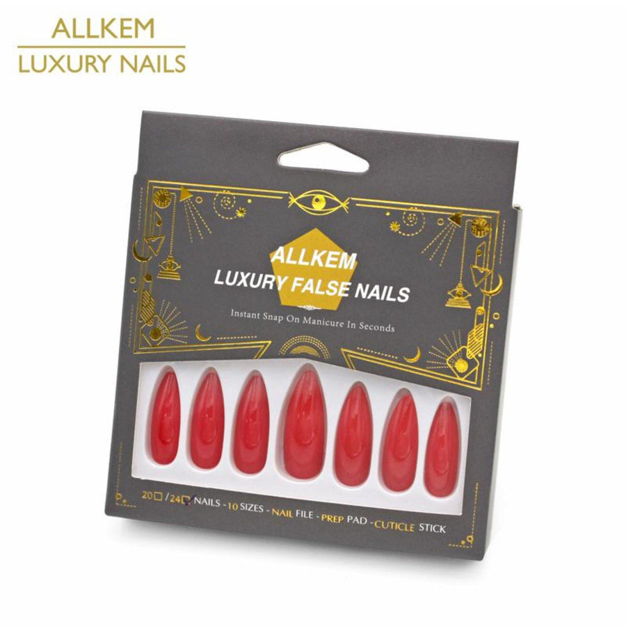 Hot Red Extra Long Stiletto Nails - AllKem Nails