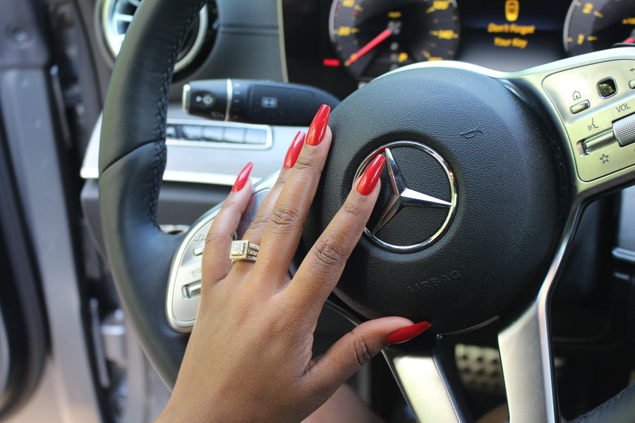 Red Tapered Midi Long Coffin Press on Nails - AllKem Nails
