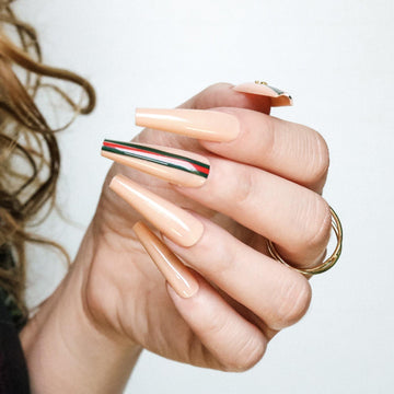 Bee Stripe Long Extra Long Ballerina Press on Nails… - AllKem Nails