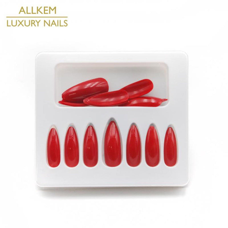Hot Red Extra Long Stiletto Nails - AllKem Nails