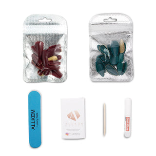 Starter Bundle Emerald Green x Maroon Gold Press On Nails