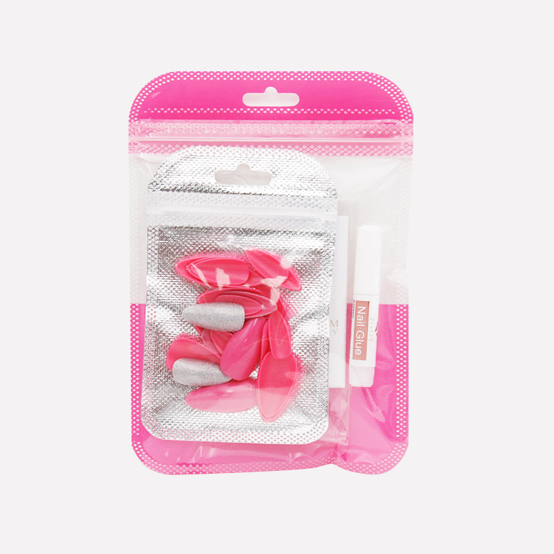 Pink Sparkle Stiletto short Press on Nails
