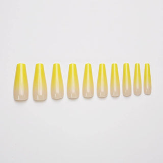 Sunburst Yellow Ombre Extra Long Stiletto False Press on Nails - AllKem Nails