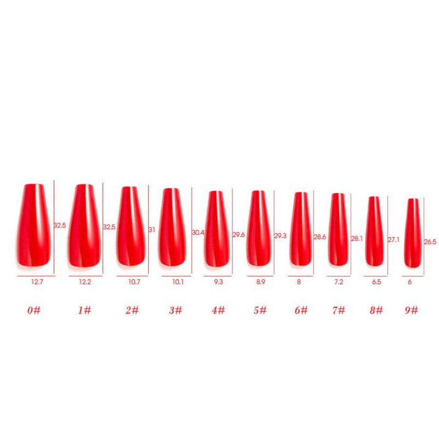Hot Red Extra Long Ballerina False Press on Nails - AllKem Nails