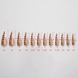 Leopard Print French Extra Long Stiletto False Press on Nails - AllKem Nails