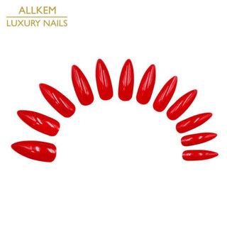 Hot Red Extra Long Stiletto Nails - AllKem Nails