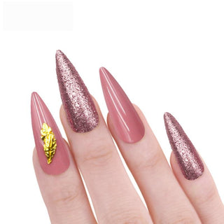 Rose Pink Glam Extra Long Sculpted Stiletto False Press on Nail Tips - AllKem Nails