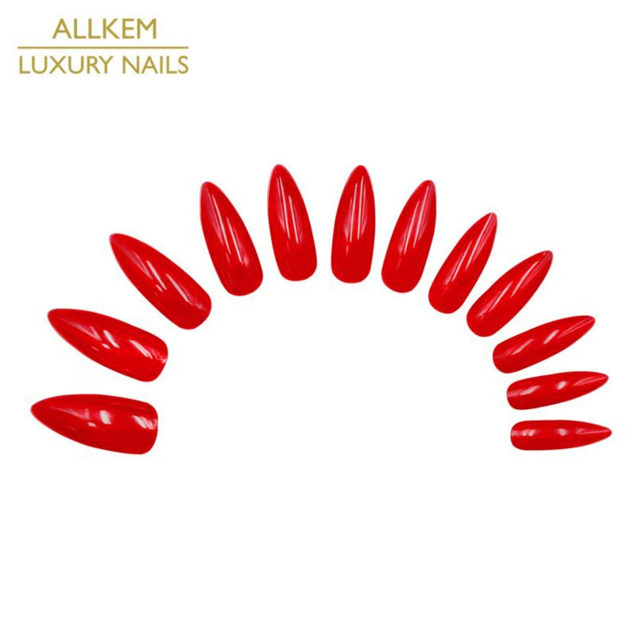 Hot Red Extra Long Stiletto Nails - AllKem Nails