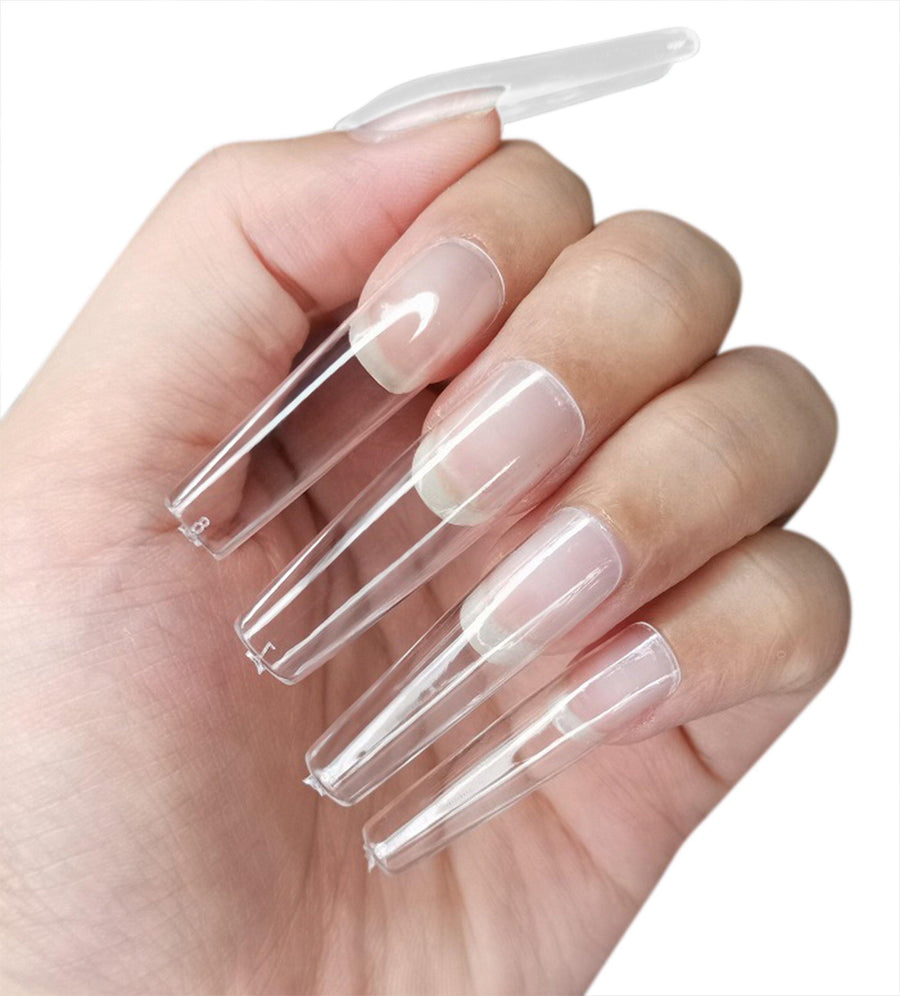 500 pcs Soft Gel Clear Extra Long Square full cover Press on nails Refill Bag - AllKem Nails