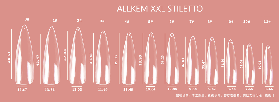 360 Pcs Soft Gel Clear Extra Long XXL Stiletto False Press on Nails full cover Set Box - AllKem Nails