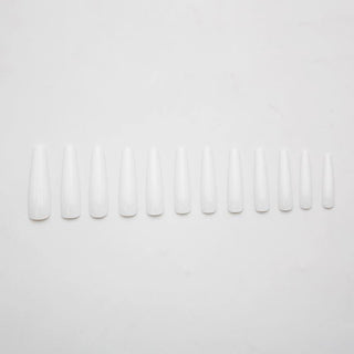 White XXL Long Coffin Nails - AllKem Nails