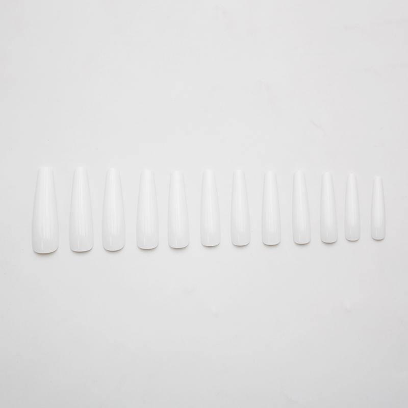White XXL Long Coffin Nails - AllKem Nails