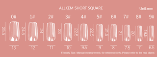 500 Pcs Soft Gel Clear Medium Long Square False Press on Nails full cover Set - AllKem Nails