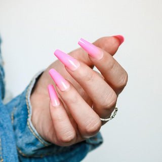 Pink Ombre Medium long Ballerina False Press on Nails… - AllKem Nails