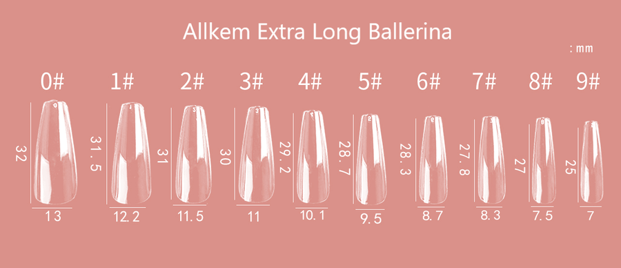 500 Pcs Soft Gel Clear Extra Long Ballerina False Press on Nails full cover  Set - AllKem Nails
