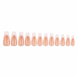 Allkem Soft Gel Nail Tips - Double French Medium Long Ballerina Neutrals - Bold | 240 Pcs 12 Sizes Long Full Cover Nails