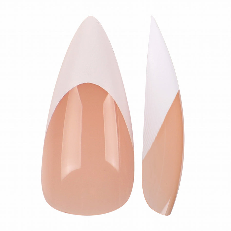 Allkem French Medium Short Stiletto 360 Pcs | Neutrals - Bold Soft Gel Nail Tips | 12 Sizes Long Full Cover Nail Kit