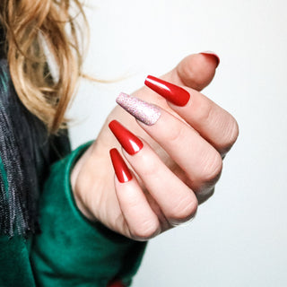 Daring Red Medium long Ballerina Press on Nails