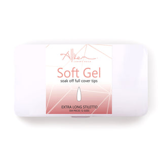 Allkem Extra Long Stiletto 500 Pcs | Clear Soft Gel Nails