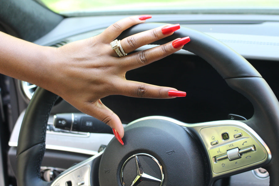 Red Tapered Midi Long Coffin Press on Nails - AllKem Nails