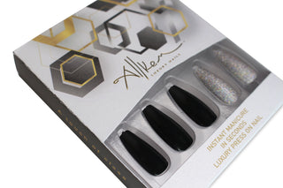Midnight Glow Medium Long Ballerina Press On Nails