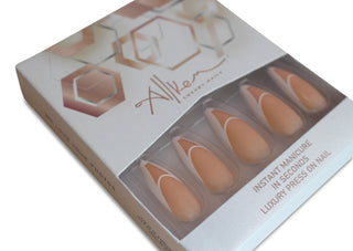 Cross Me Not Nude Long Coffin Press On Nails