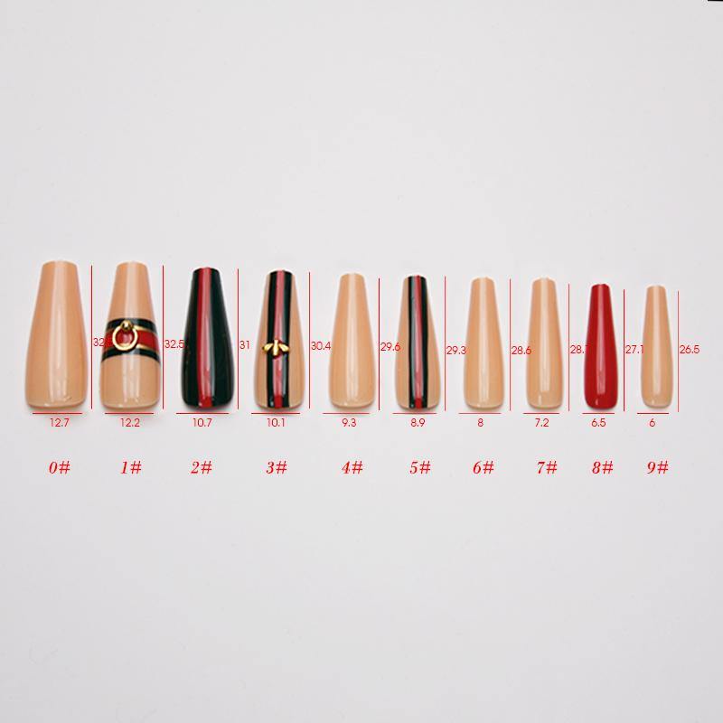 Bee Stripe Long Extra Long Ballerina Press on Nails… - AllKem Nails