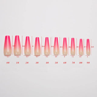 Pink Ombre Extra Long Ballerina False Press on Nails - AllKem Nails