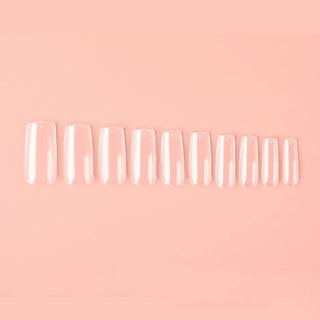500 Pcs Soft Gel Clear Medium Long Square False Press on Nails full cover Set - AllKem Nails