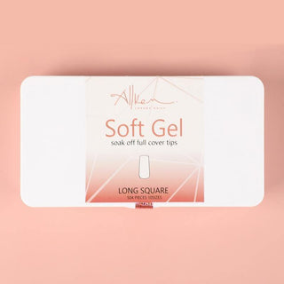 500 Pcs Soft Gel Clear Medium Long Square False Press on Nails full cover Set - AllKem Nails