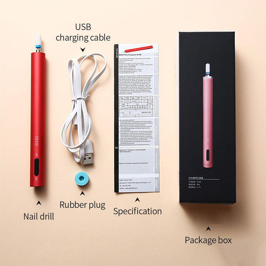 ALLKEM Metallic Red Portable Electric Nail Drill, Rechargeable Wireless Pen Manicure Pedicure Efile Nail 12000rpm Drill Kit for Acrylic and Nails Gel Polishing with Nail Drill Bits… - AllKem Nails