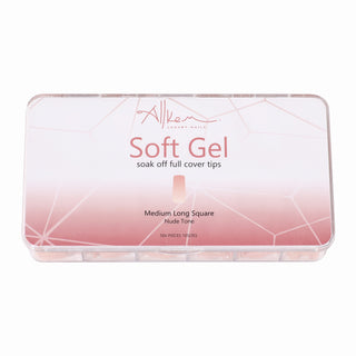 Allkem Medium Long Square 504 Pcs | Nude Tone Soft Gel Nail Tips