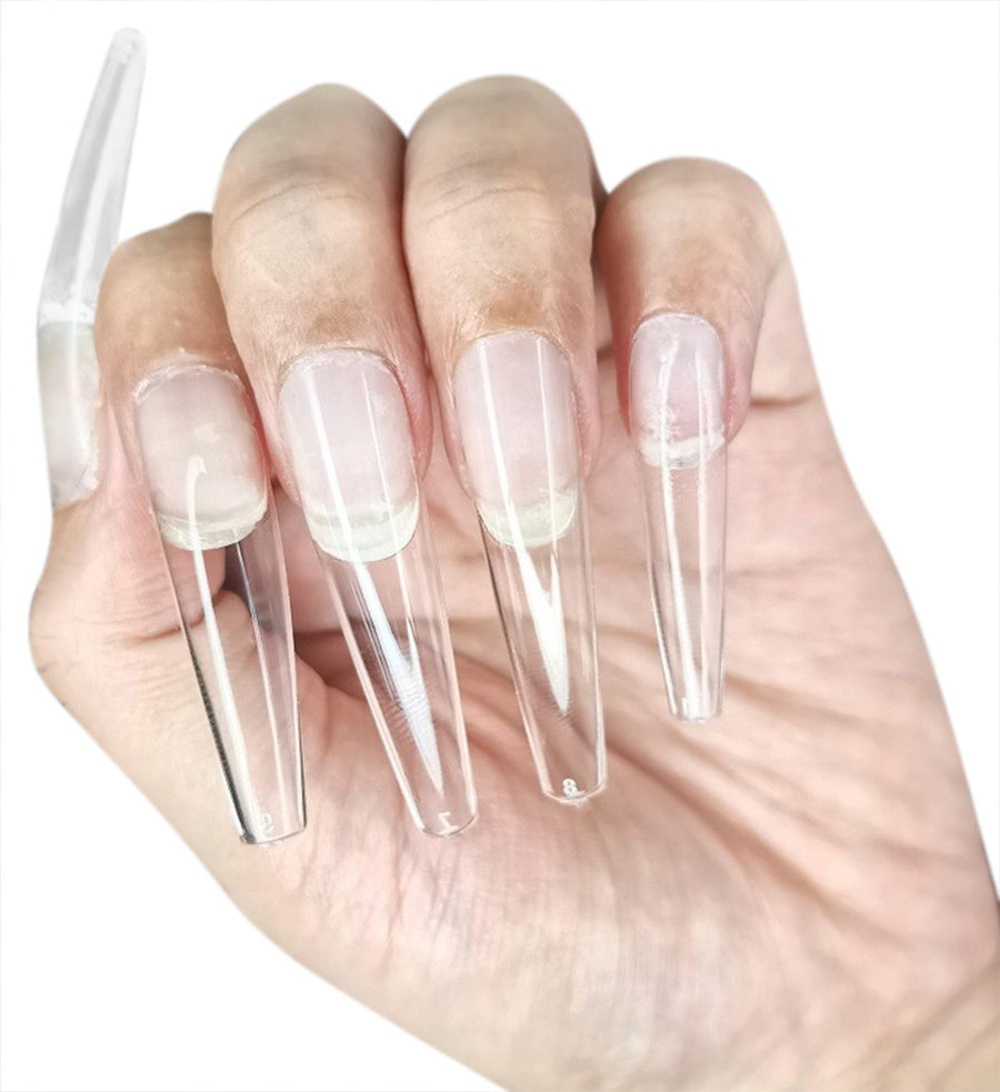 ALLKEM 504 Pcs Soft Gel Clear Extra Long XXL Ballerina False Press on Nails full cover Set - Bag - AllKem Nails