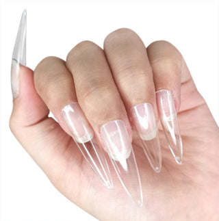 504 Pcs Soft Gel Clear Extra Long XXL Stiletto Press on Nails full cover Set JUMBO Bag - AllKem Nails