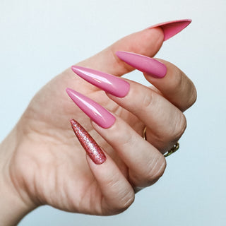 Rose Pink Glam Extra Long Sculpted Stiletto False Press on Nail Tips