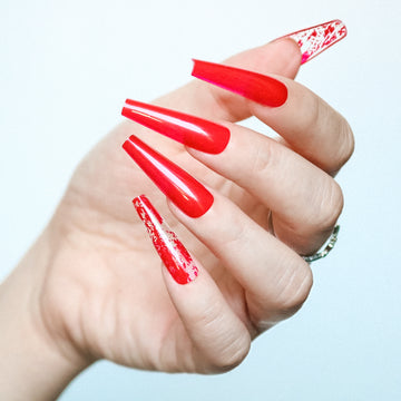 Burnt Red Extra Long Ballerina False Press on Nails