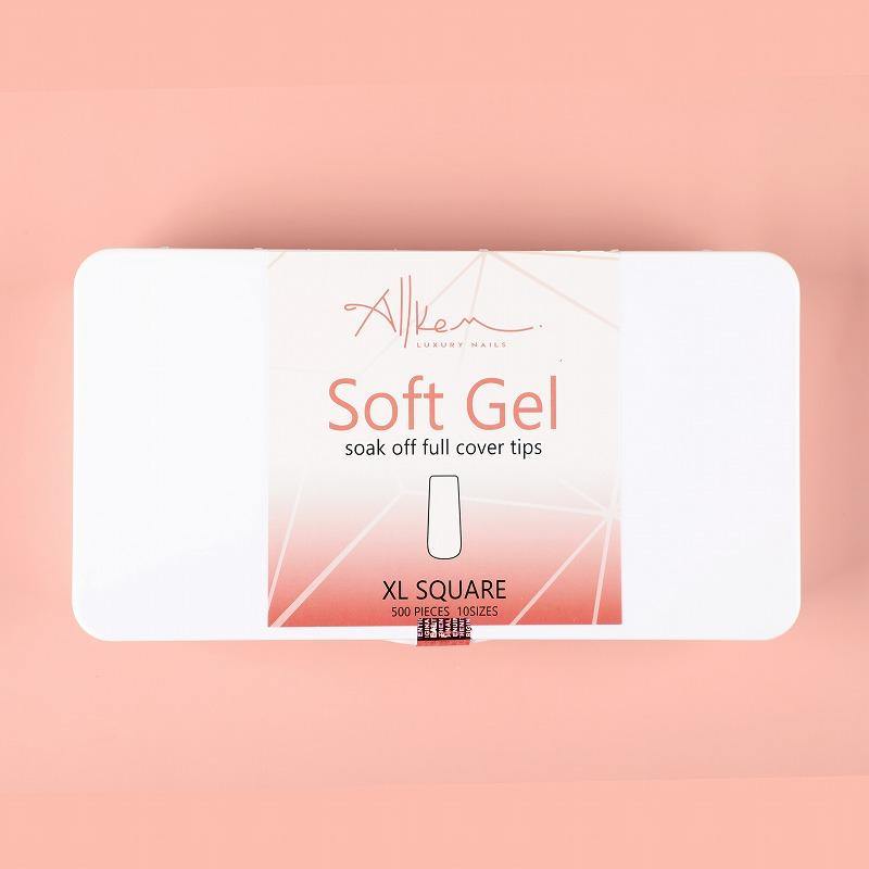 500 pcs Soft Gel Clear Extra Long Square full cover Press on nails Refill Bag - AllKem Nails