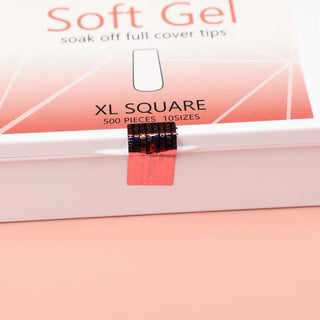 500 Pcs Soft Gel Clear Extra Long Square False Press on Nails full cover Box in 12 sizes - AllKem Nails