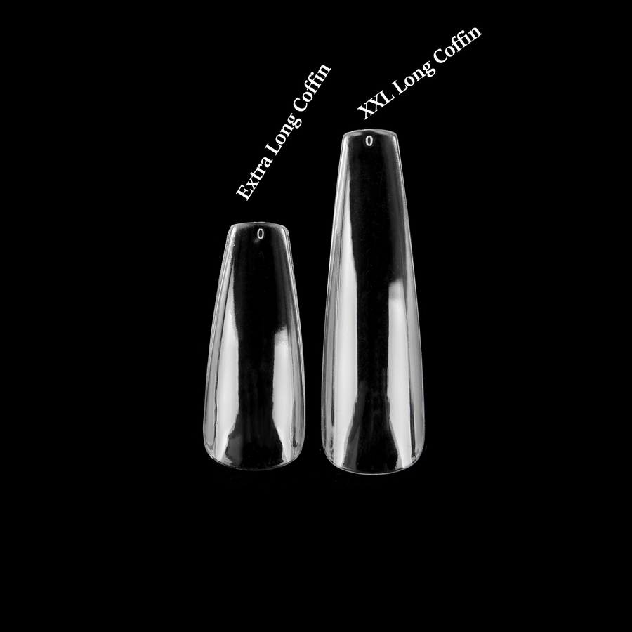 White XXL Long Coffin Nails - AllKem Nails