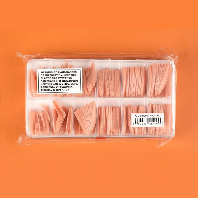 360 Pcs Soft Gel Nude Tone Extra Long XXL Ballerina False Press on Nails full cover Set - AllKem Nails