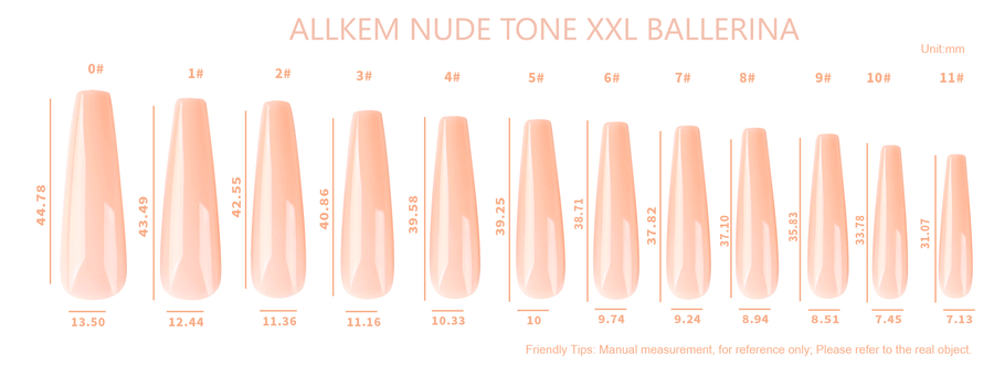 360 Pcs Soft Gel Nude Tone Extra Long XXL Ballerina False Press on Nails full cover Set - AllKem Nails